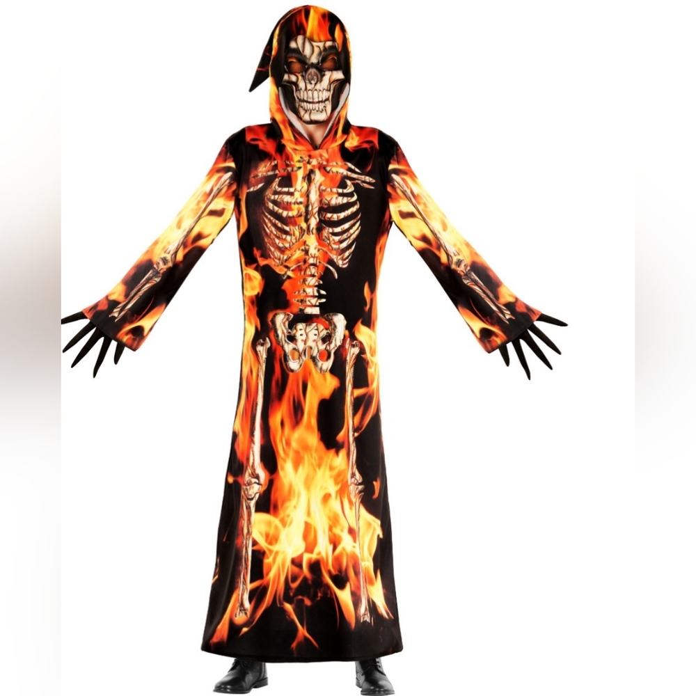 Flaming Skeleton Kids Costume